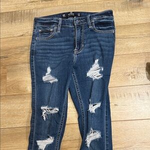 Hollister Dark Blue Distressed Skinny Jeans